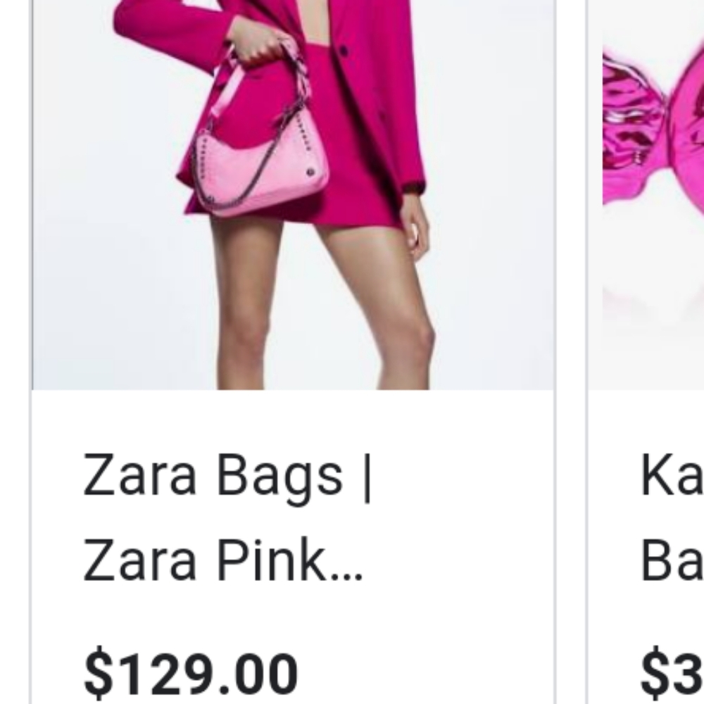 ZARA Trendy Pink 💕 Patent Shoulder Mini NWT - Picture 6 of 7